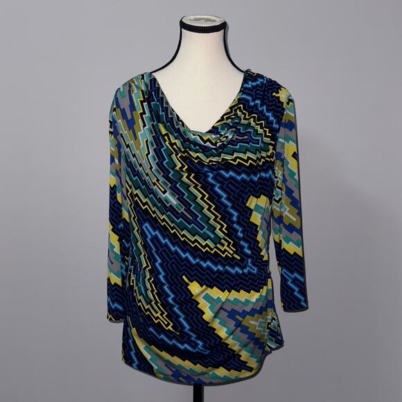 Style & Co long sleeve colorful sheer blouse women’s size petite large - Picture 1 of 5